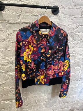 Diane Von Furstenberg Floral Leather Jacket